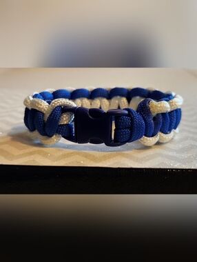 Royal Blue and White Cobra Style Paracord Bracelet